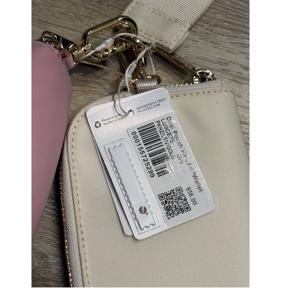 lululemon Dual Pouch Wristlet Wallet Pink Pearl Light Ivory Gold  NWT - Picture 3 of 3